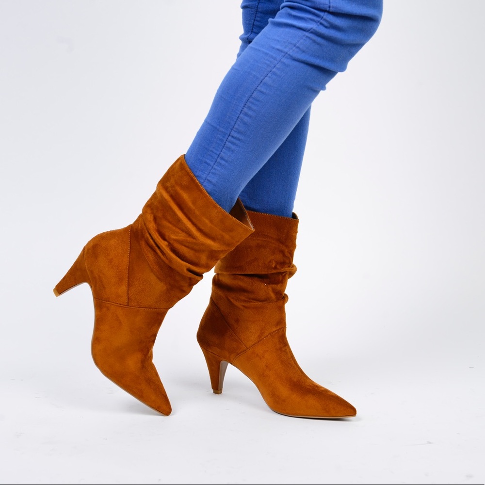 Camel Slouch Kitten Heel Bootie